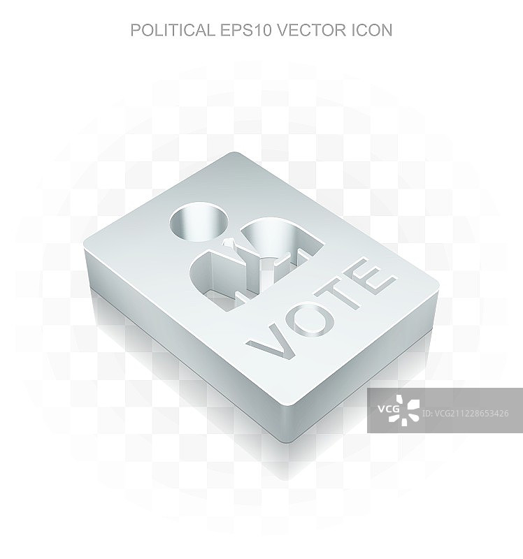 政治图标:扁平金属3d选票，透明阴影，EPS 10矢量。图片素材