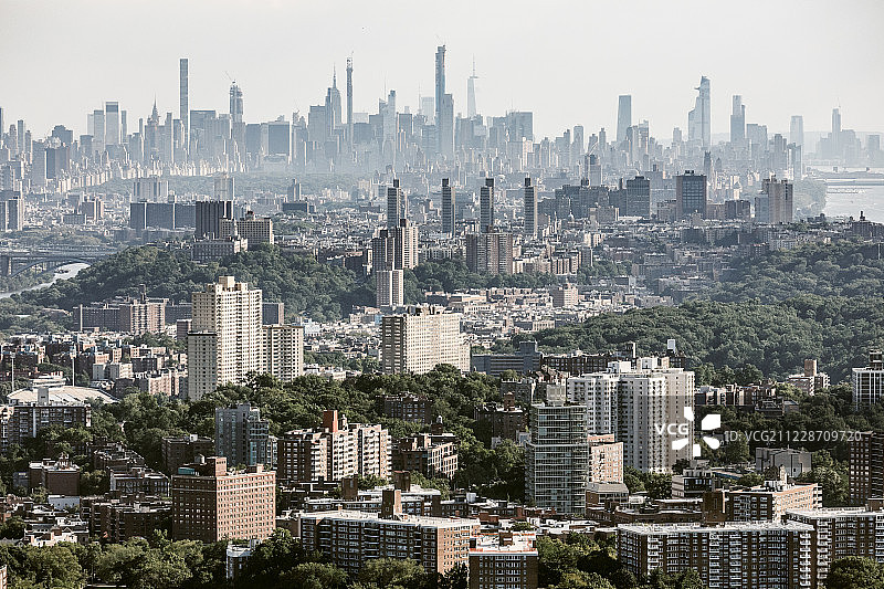 从布朗克斯区往南看的曼哈顿鸟瞰图图片素材