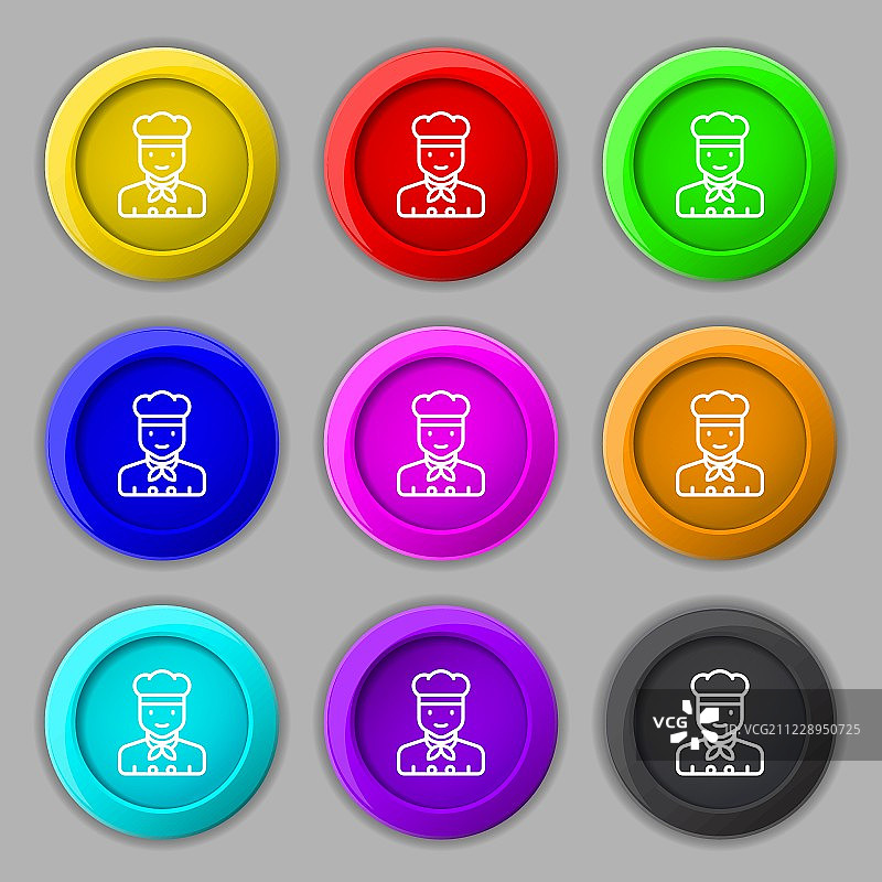 库克图标符号。符号上有九个圆形彩色按钮。向量图片素材