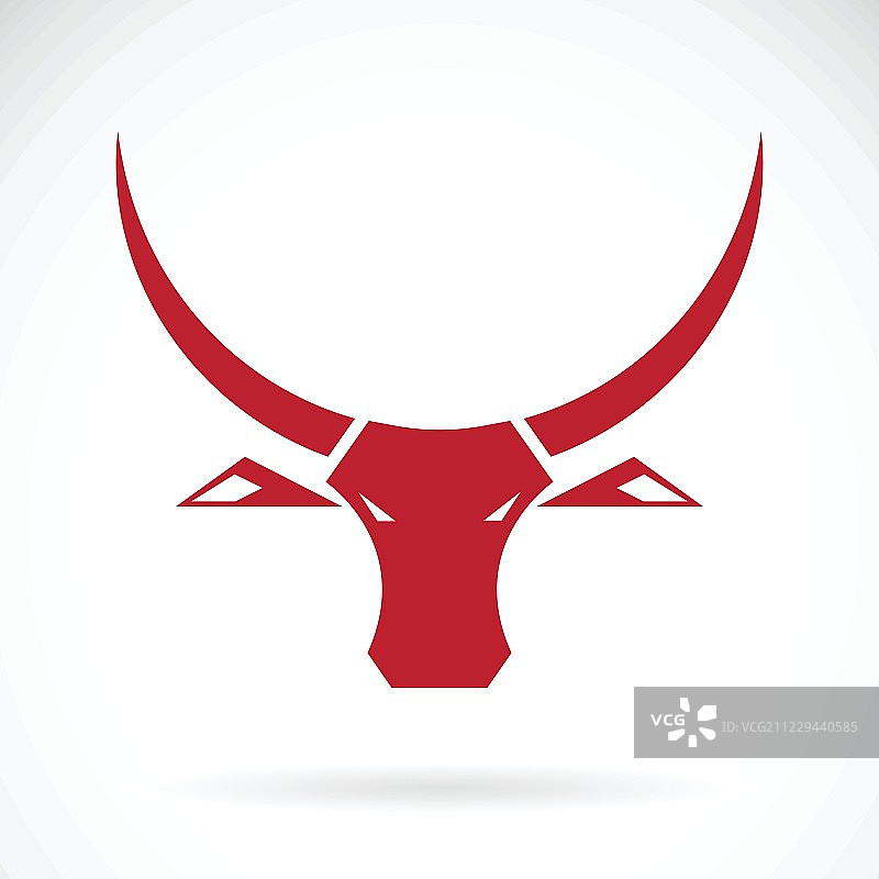 矢量红牛头设计在白色背景。野生动物图片素材