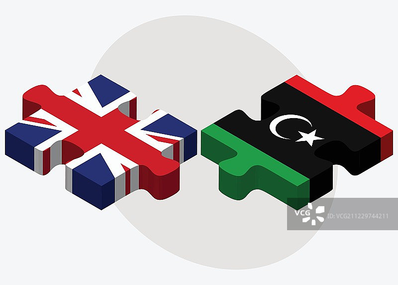 联合王国和利比亚国旗图片素材