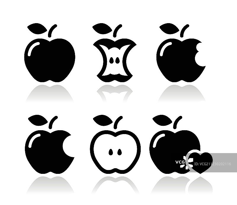 苹果，苹果核心，咬，半矢量图标图片素材