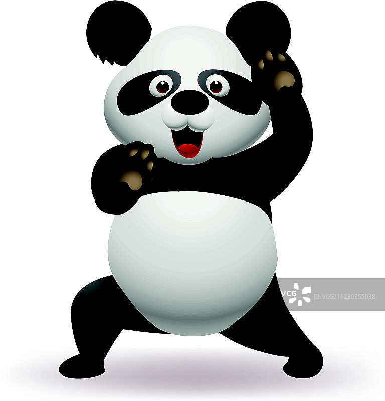 有趣的熊猫练习武术图片素材