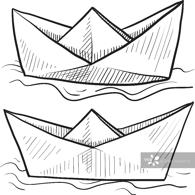 纸船简笔画 草图图片