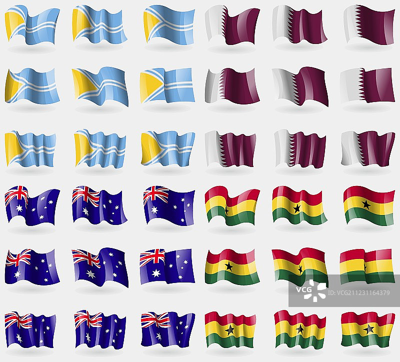 图瓦卡塔尔澳大利亚加纳设36面国旗图片素材