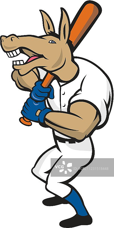 驴子棒球运动员击球卡通图片素材