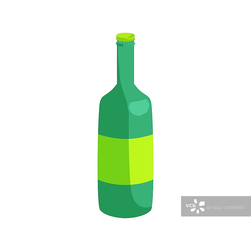 绿瓶啤酒图标卡通风格图片素材