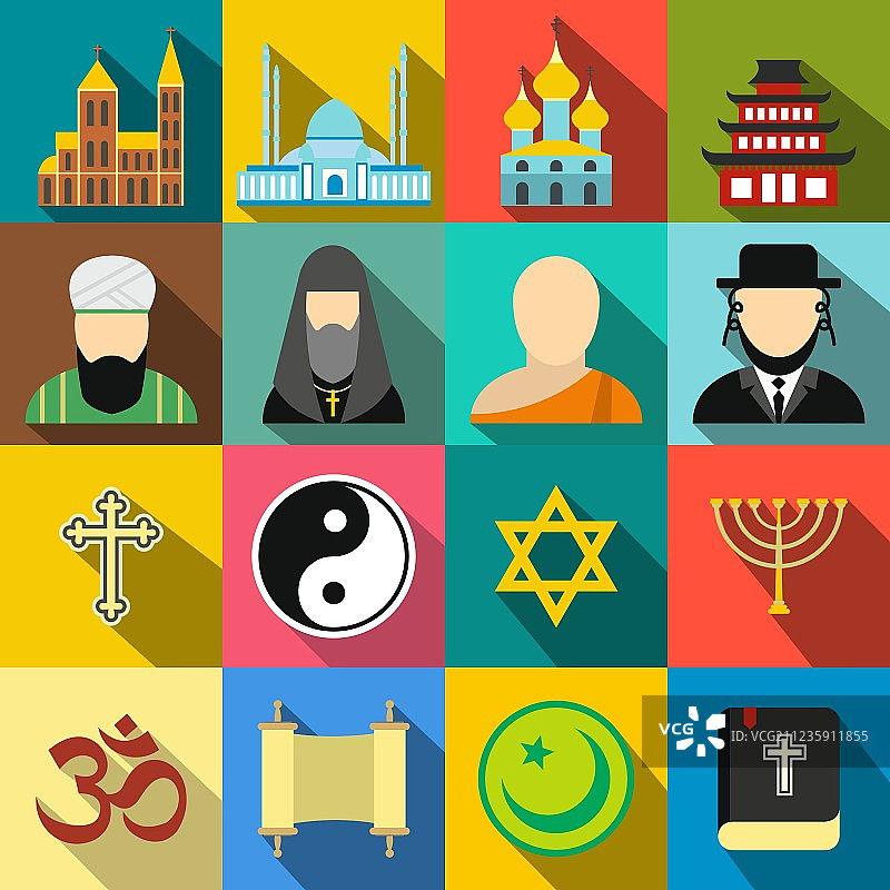 宗教平面图标集图片素材