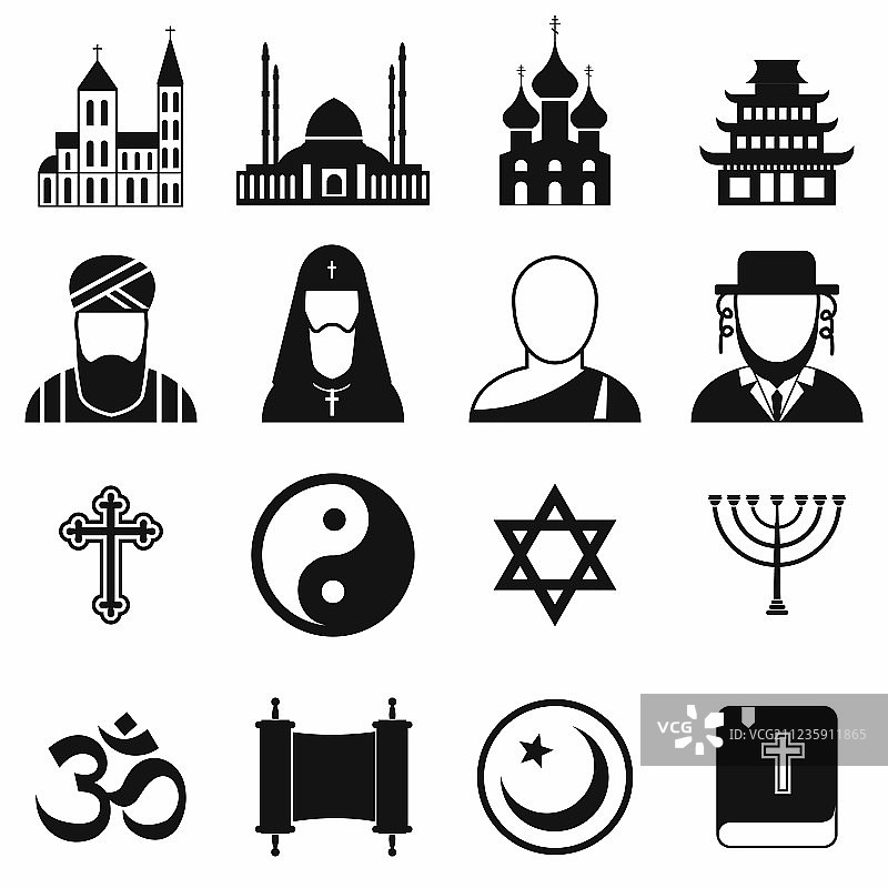 宗教简单图标集图片素材