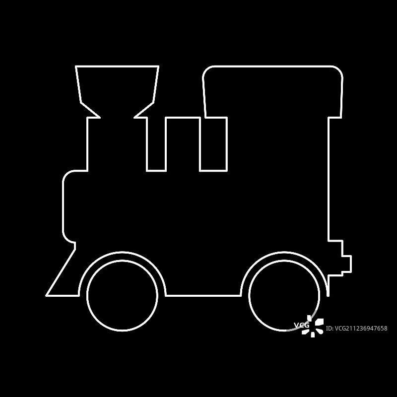 蒸汽机车-火车路径图标颜色为白色图片素材