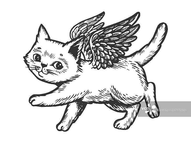 天使飞猫雕刻图片素材