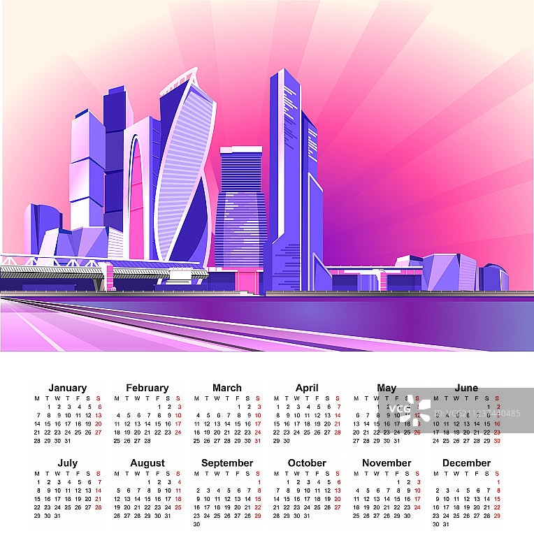 2019莫斯科城市日历图片素材