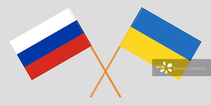 越过乌克兰和俄罗斯的旗帜图片素材