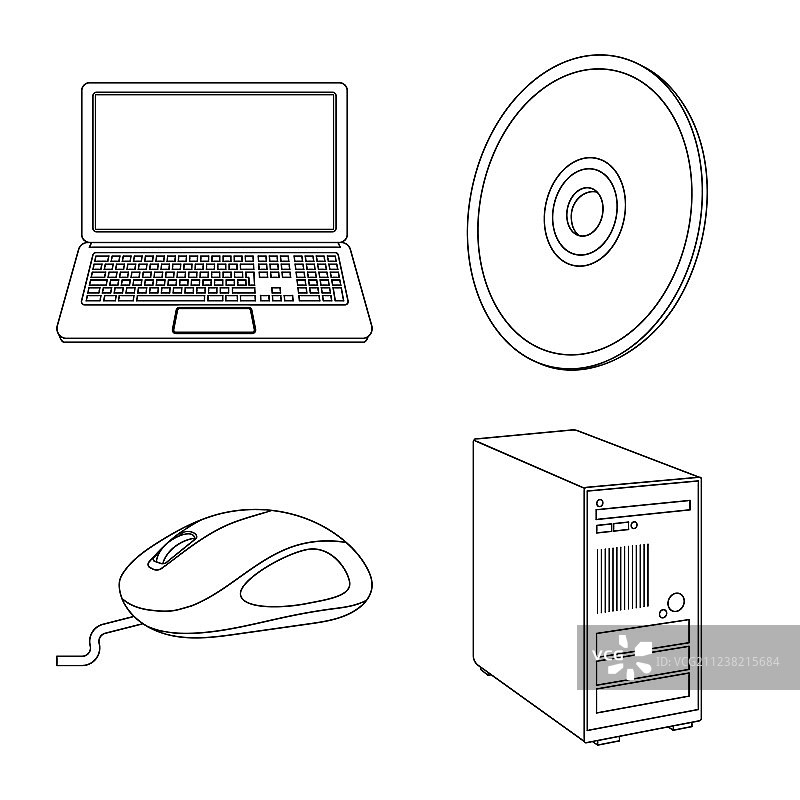孤立对象的笔记本电脑和设备标志图片素材