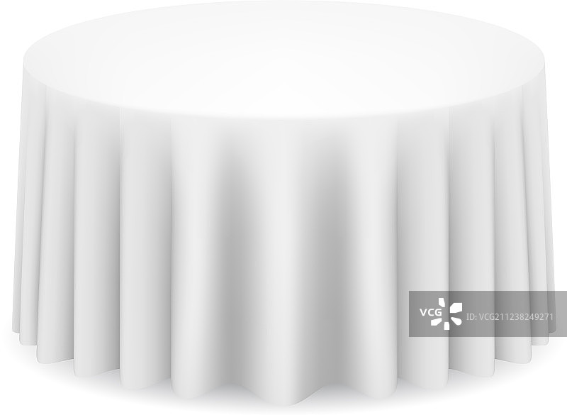 白色的圆桌，桌布是白色的图片素材