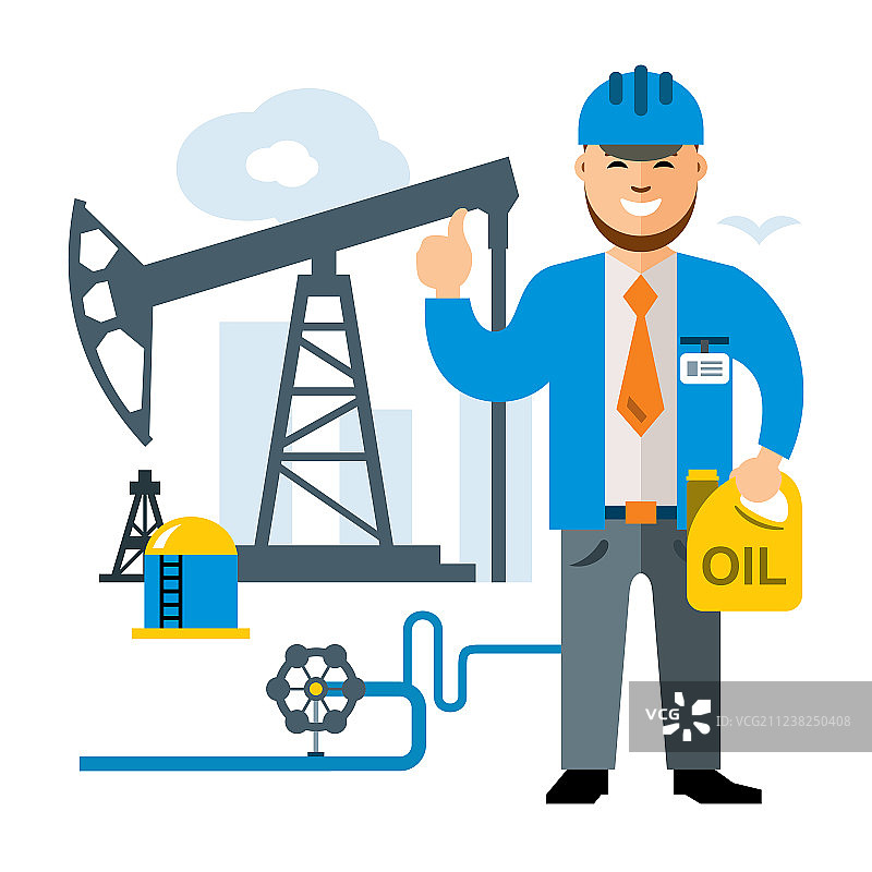 天然气和石油行业的扁平风格丰富多彩图片素材