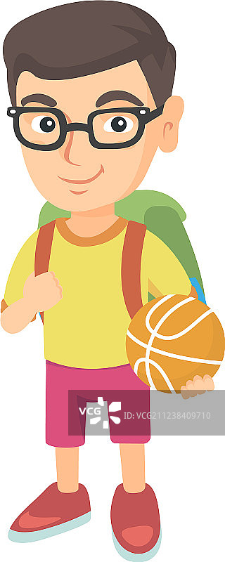 一个背着书包拿着篮球的男生图片素材