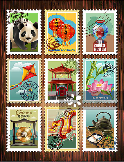 中国旅游邮票套装海报图片素材
