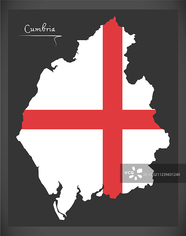 坎布里亚地图英格兰英国与英国国旗图片素材