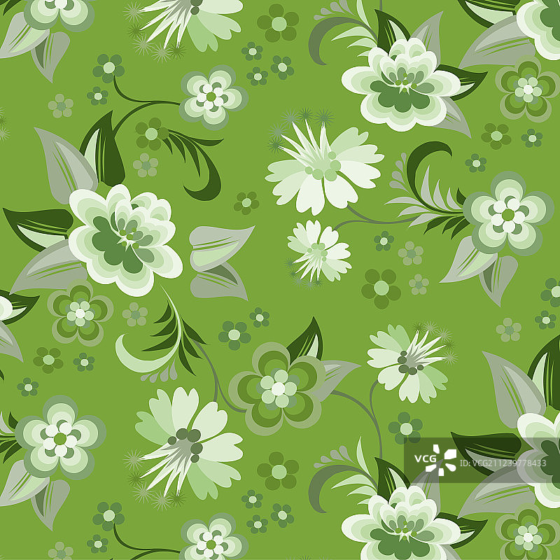 无缝绿色花卉壁纸图片素材