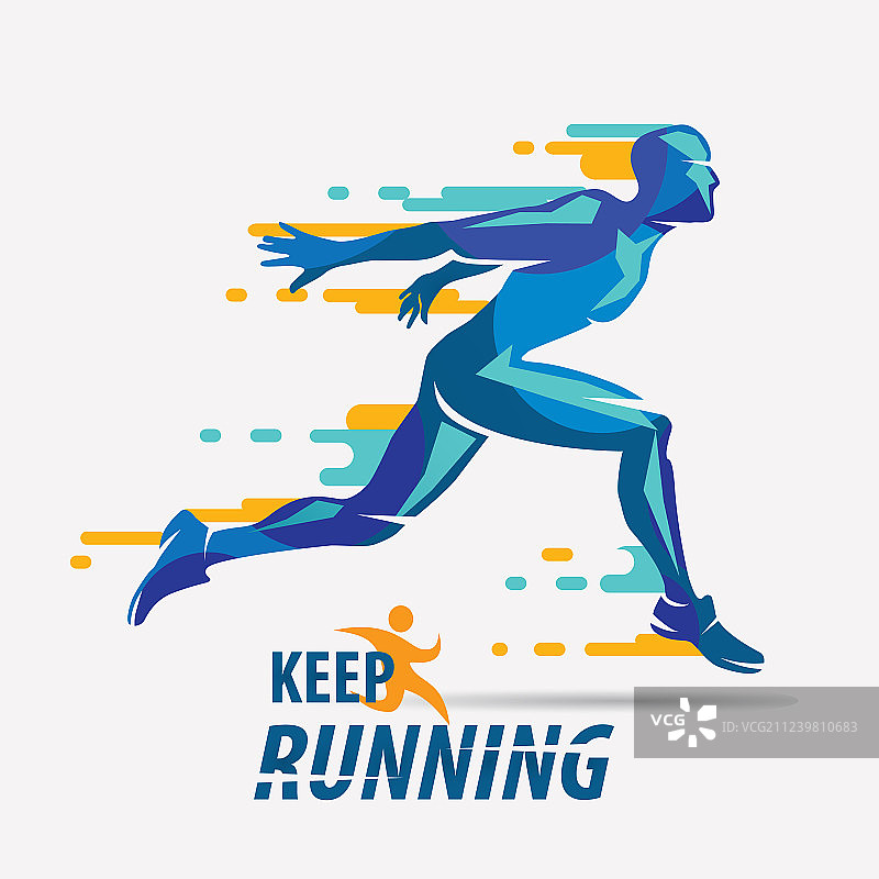 跑步人象征着运动和竞赛的概念图片素材