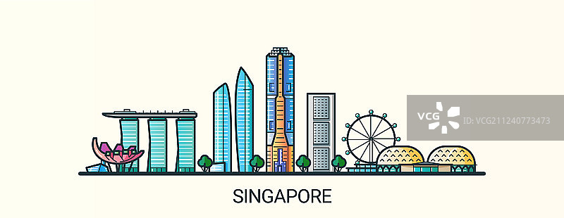 新加坡平线横幅图片素材