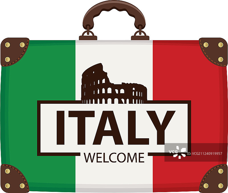 意大利国旗颜色的手提箱图片素材