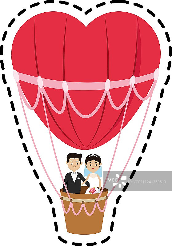 孤立的热气球和心脏设计图片素材