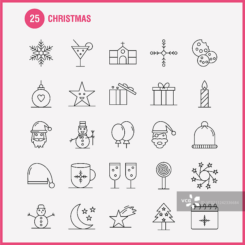 圣诞线图标为网页印刷和移动uxui图片素材