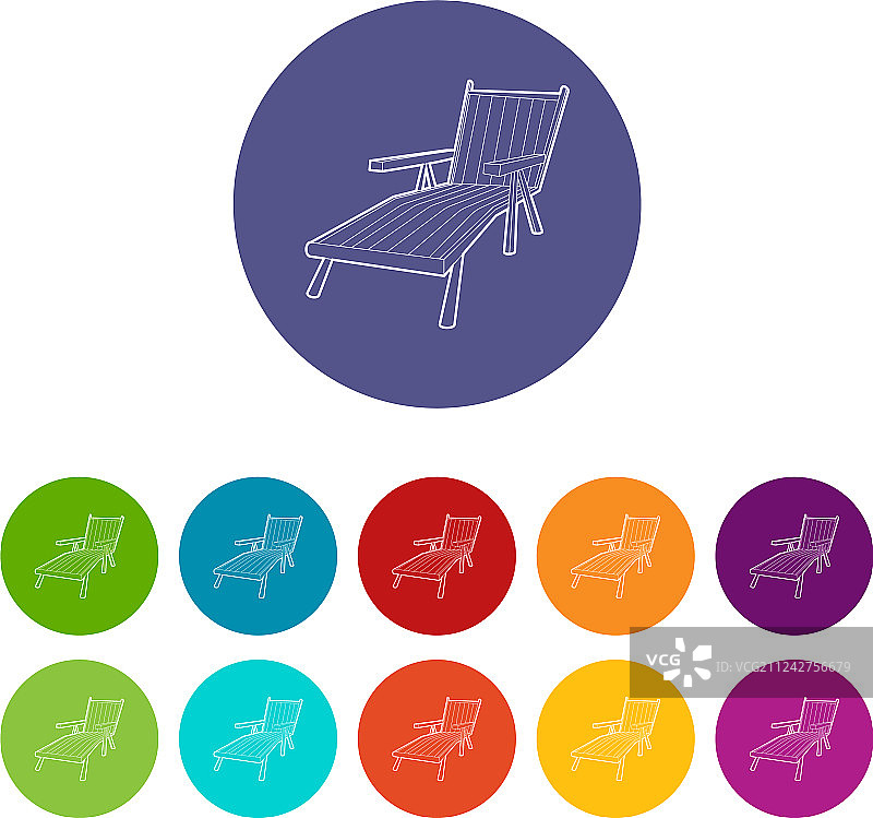 海滩躺椅休息室图标等距3d风格图片素材