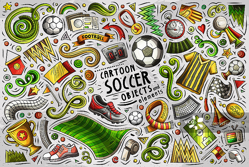 一套卡通足球物品图片素材
