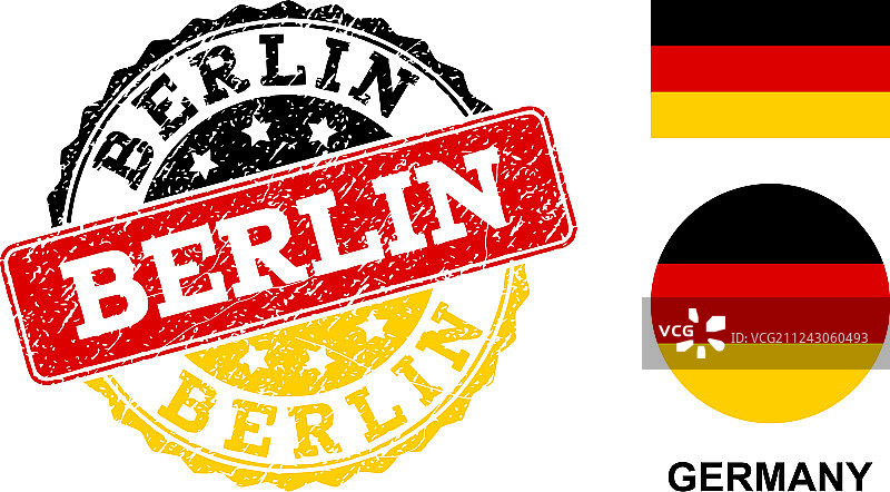 Grunge纹理柏林邮票印章与德国图片素材