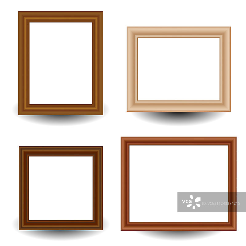 一套4个木制相框图片素材