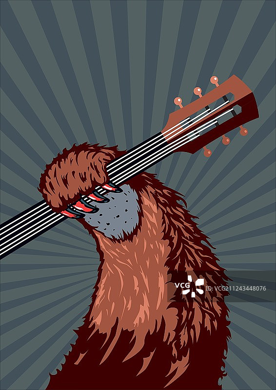 动物爪子与吉他音乐海报背景图片素材