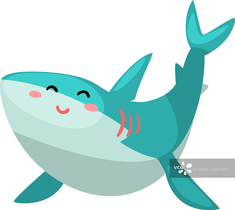 可爱友好的鲨鱼卡通人物图片素材