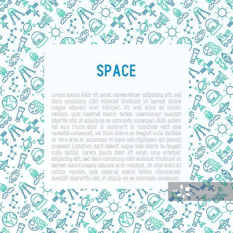 空间概念与细线图标图片素材