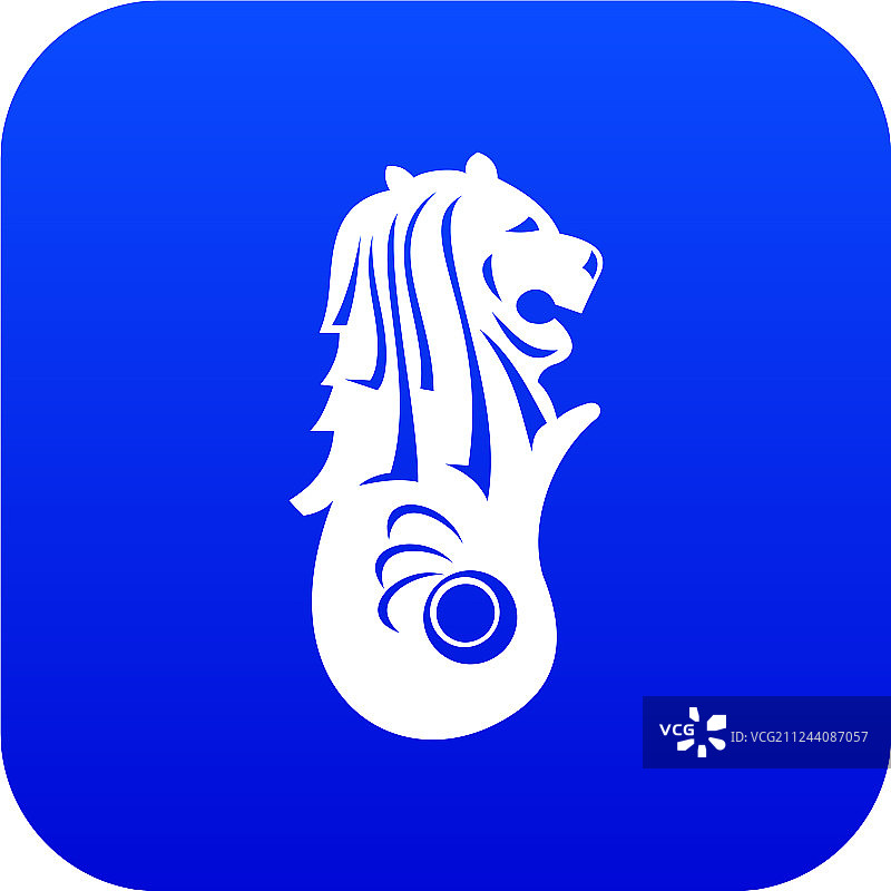 鱼尾狮雕像新加坡图标数字蓝色图片素材
