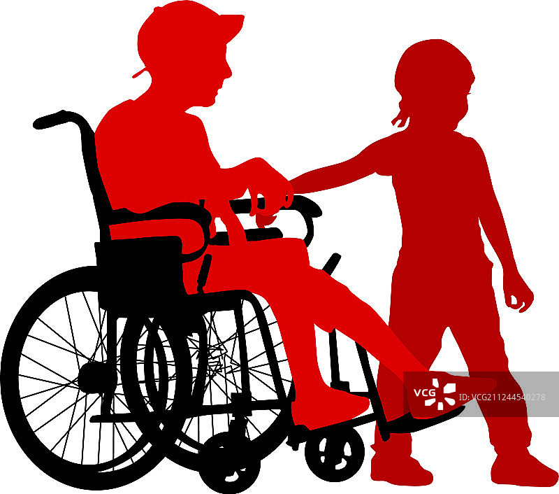 白色轮椅上的残疾人剪影图片素材