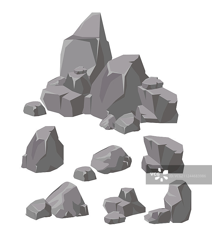 一套岩石和石头灰色图片素材