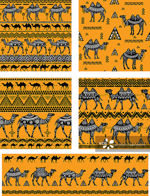 套无缝模式与骆驼图片素材