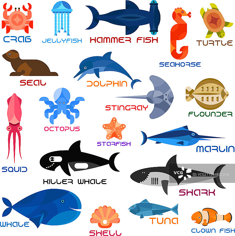海洋馆有海洋动物和鱼类的名字图片素材