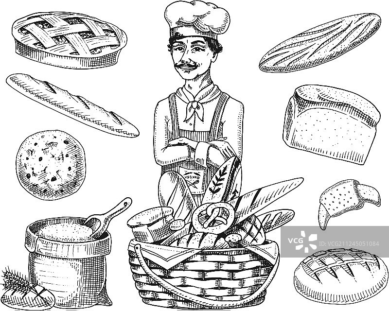 厨房老板厨师厨师厨师面包师在围裙袋图片素材