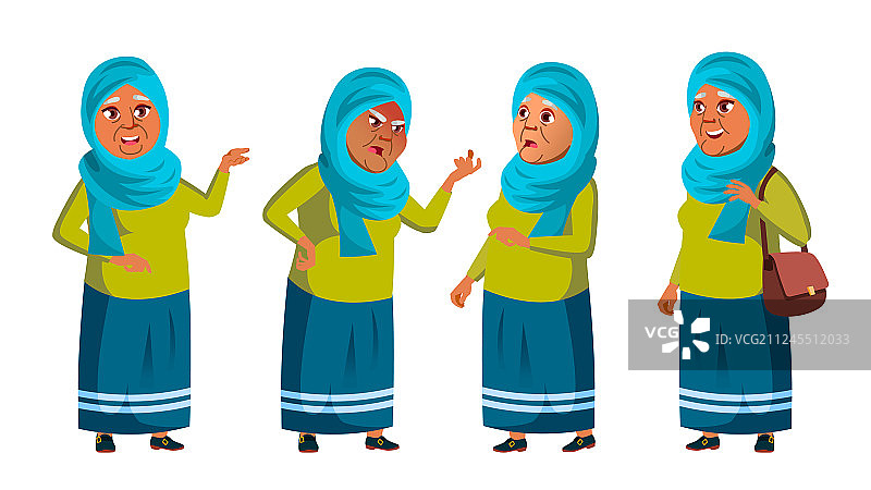 阿拉伯穆斯林老妇人摆出老态图片素材