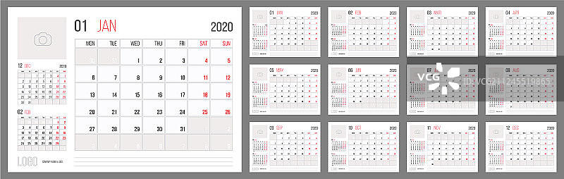 日历2020规划公司模板设计图片素材