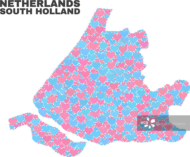 南荷兰地图-可爱的心马赛克图片素材