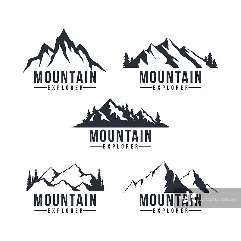 黑白相间的山地探险标志图片素材