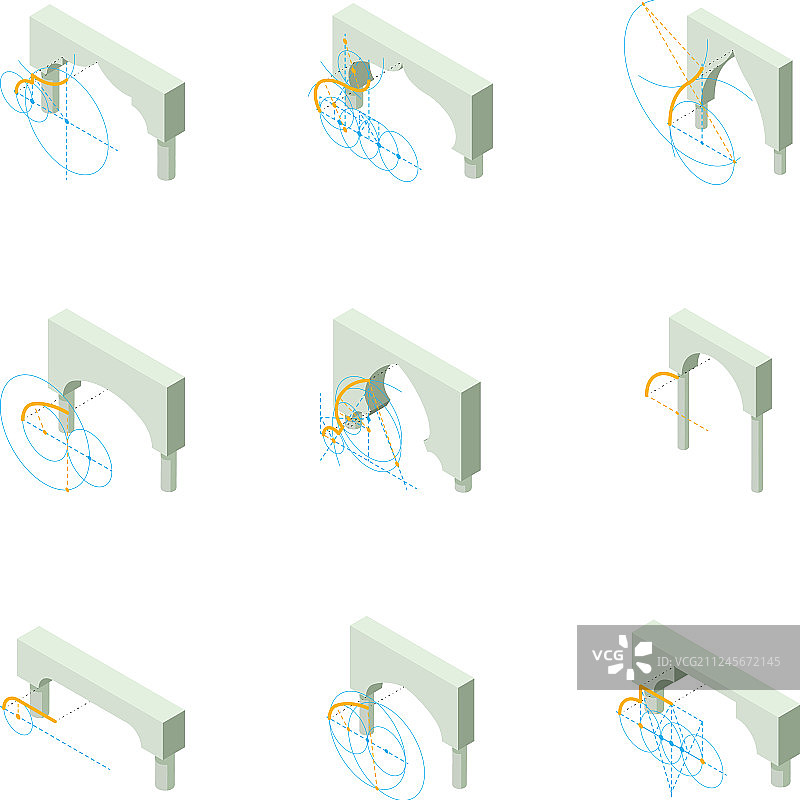 拱门图标设置等距样式图片素材