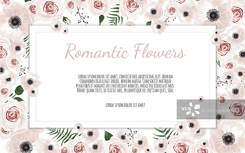 卡片与鲜花和几何框架花卉图片素材