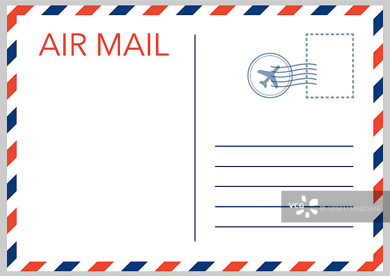 空邮信封，贴上隔离邮票图片素材