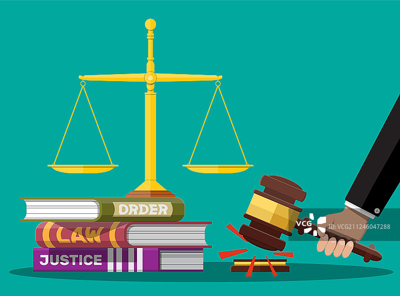 法律法典是正义的天平和法官的木槌图片素材